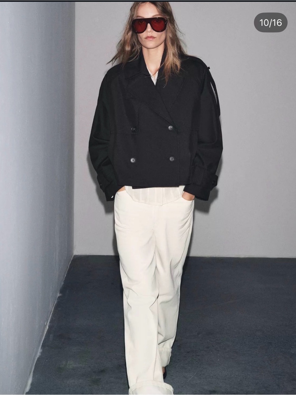 Zara Black Water Repellant Cropped Trench Coat